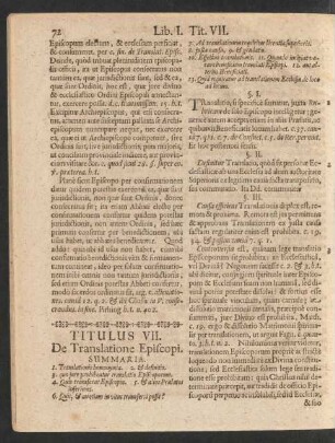 Titulus VII. De Translatione Episcopi