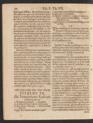 Titulus VII. De Translatione Episcopi