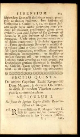 Articulus I. De sexto & septimo capite edicti Reverendissimi D. Maigrot.