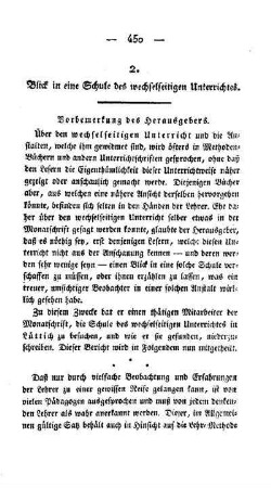 Blick in eine Schule des wechselseitigen Unterrichtes