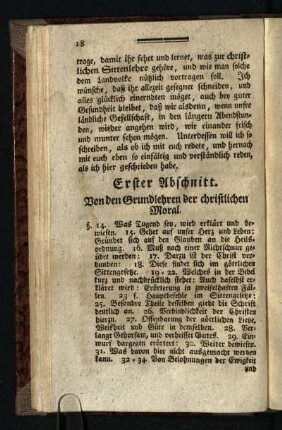 Erster Abschnitt: Von den Grundlehren der christlichen Moral