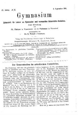 Zur Konzentration im griechischen Unterrichte