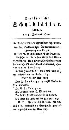 Nachrichten von den öffentlichen Lehranstalten des Kurländischen Gouvernements : (Fortsetzung von Nr. 7)
