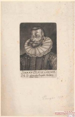 Johann Erich Löscher, J.U.D., Advokat in Nürnberg; gest. 1604
