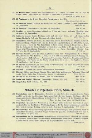 Arbeiten in Elfenbein, Horn, Stein etc.