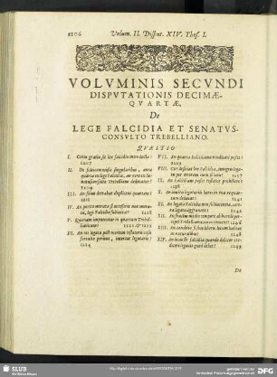 Voluminis Secundi Disputationis Decimaequartae, De Lege Falcidia Et Senatusconsulto Trebelliano