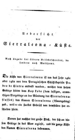 Übersicht der Sierraleona-Küste