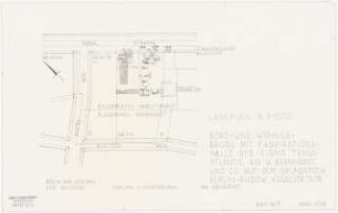 Büro- und Wohngebäude mit Fabrikationshalle der Transatlantic K.G. H. Bernhardt u. CO., Berlin-Rudow, auf dem Gelände Berlin-Rudow, Kanalstraße 76, 78: Lageplan 1:1000