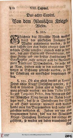 Das achte Capitel. Von dem Römischen Kriegswesen