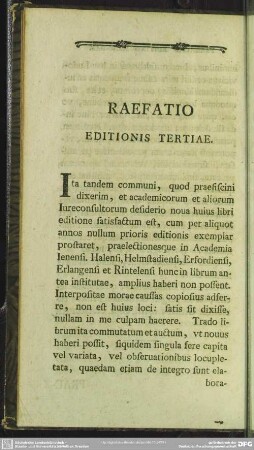 Praefatio Editionis Tertiae