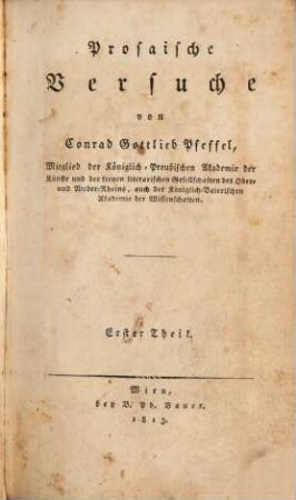 Prosaische Versuche, 1