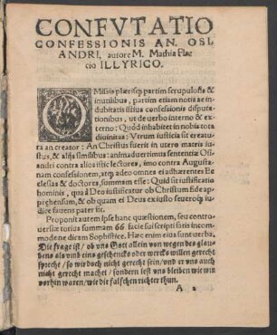 Confutatio Confessionis An. Osiandri, autore M. Mathia Flaccio Illyrico.