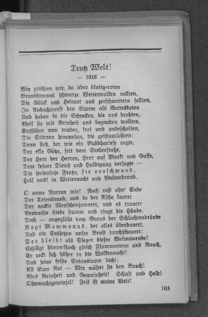 Gedicht. Trutz Welt!