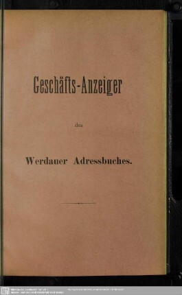 Anzeigen : Geschäfts-Anzeiger des Werdauer Adressbuches