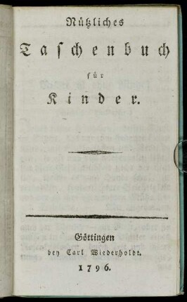 1796: Nützliches Taschenbuch für Kinder