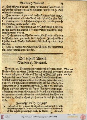 Der zehend Articul: Von dem H. Abendmal