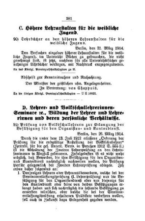 Lehrbücher an den höheren Lehranstalten für die weibliche Jugend : [C. Höhere Lehranstalten für die weibliche Jugend]
