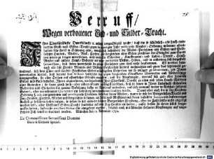 Verruff Wegen verbottener Gold- und Silber-Tracht : München den 12. November 1750.