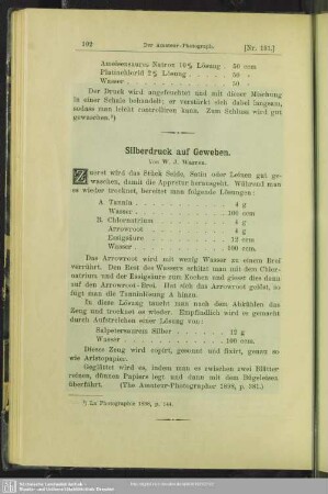Silberdruck auf Geweben