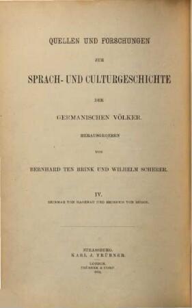 Reinmar von Hagenau und Heinrich von Rugge : eine litterarhistorische Untersuchung