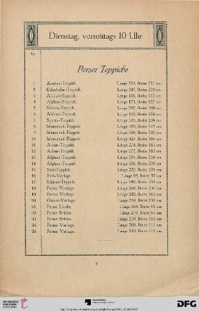 Dienstag, vormittags 10 Uhr (Nr. 1-25)