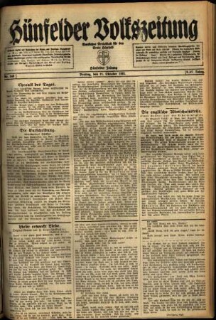 Ausgabe vom Freitag, den 21. Oktober 1921.