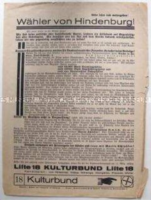 Flugblatt zu den Gemeindewahlen in Oberschlesien am 12. März 1933