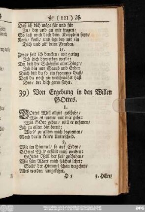 39) Von Ergebung in den Willen Gottes.