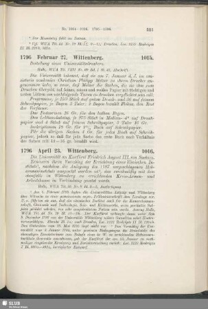 1016. 1796, April 23. Wittenberg