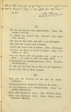 Sprichwörter und Redensarten in Kölnischer Mundart, [2]. II. Nachtrag