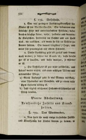 Vierte Abtheilung. Aeusserliche Zufälle und Krankheiten.