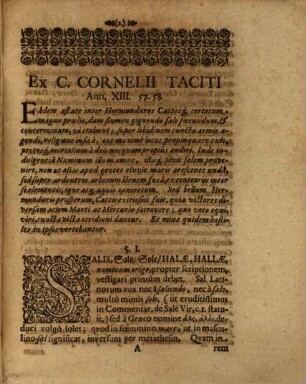 Bellum Praeliumq[ue] De Salinis, Cattos inter & Hermunduros susceptum olim, Ad C.C. Tacit. Annal. lib. XIII c. 57