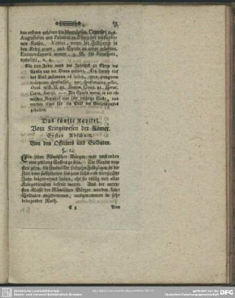 Das fünfte Kapitel. Vom Kriegswesen der Römer
