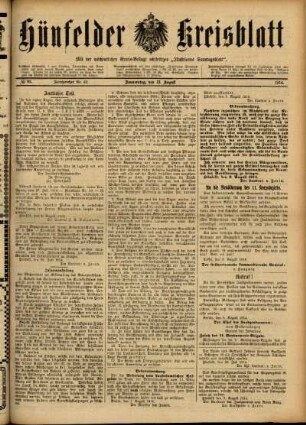 Ausgabe vom Donnerstag, den 13. August 1914.