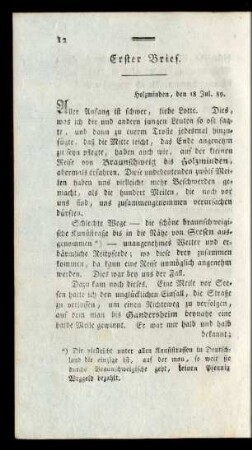 Erster Brief. Holzminden, den 18 Jul 89