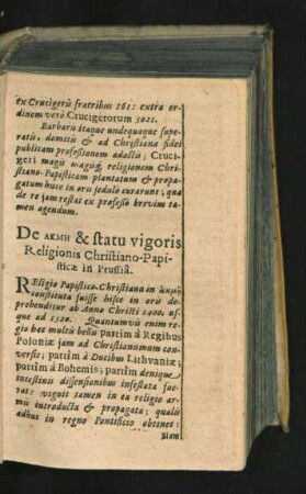 De AKMH & statu vigoris Religionis Christiano-Papisticae in Prussia.
