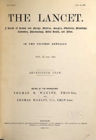 The lancet. 1892, Vol. 2