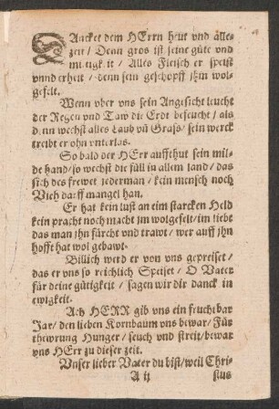 DAncket dem HErrn heut vnd alle=||zeit/ Denn gros ist seine güte vnd || miltigkeit/