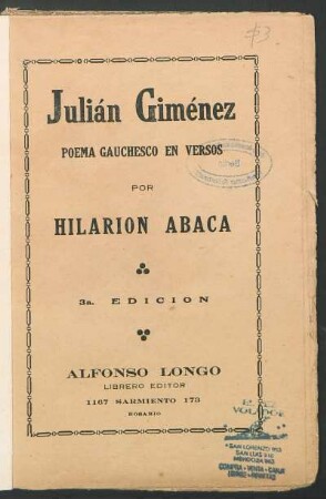 Julián Giménez : poema gauchesco en versos