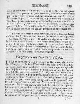 Vingtiéme Entretien du 3e d'April.
