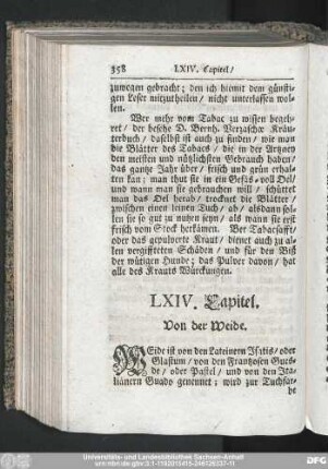 LXIV. Capitel. Von der Weide.