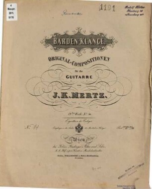 Barden-Klänge : Original-Compositionen für die Guitarre ; 13tes Werk, 14. Romanze : Nachgel. Werk