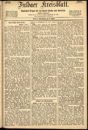 Ausgabe vom Samstag, den 11. April 1874.