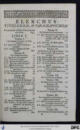 Elenchus Titulorum et Paragraphorum.