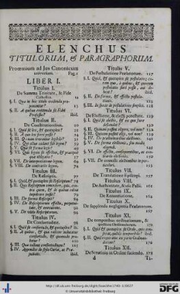 Elenchus Titulorum et Paragraphorum.
