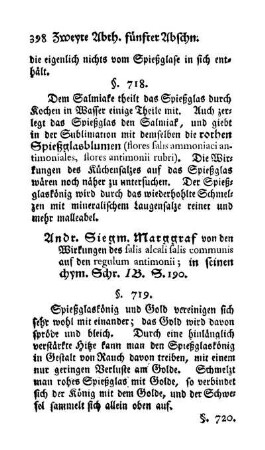 Spießglaskönig mit Gold; Gold durch Spießglas zu giessen (§. 719, 720)