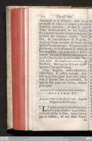 Section IV. La grace prouvée decideroit tout ; la grace alleguée ne decide rien.