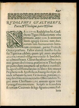 Rudolphus Gualtherus, Poeta, et Theologus, pater et filius.