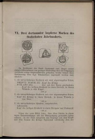 VI. Drei dortmunder kupferne Marken des fünfzehnten Jahrhunderts
