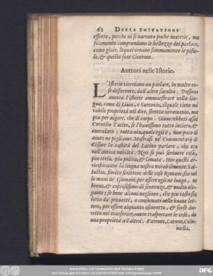 Auttori nelle Istorie.